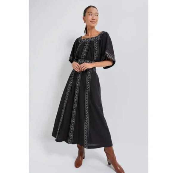 NWT Tuckernuck Embroidered Bouquet Jansen Black 2 Piece Maxi Skirt Set Sz XL - Picture 2 of 13